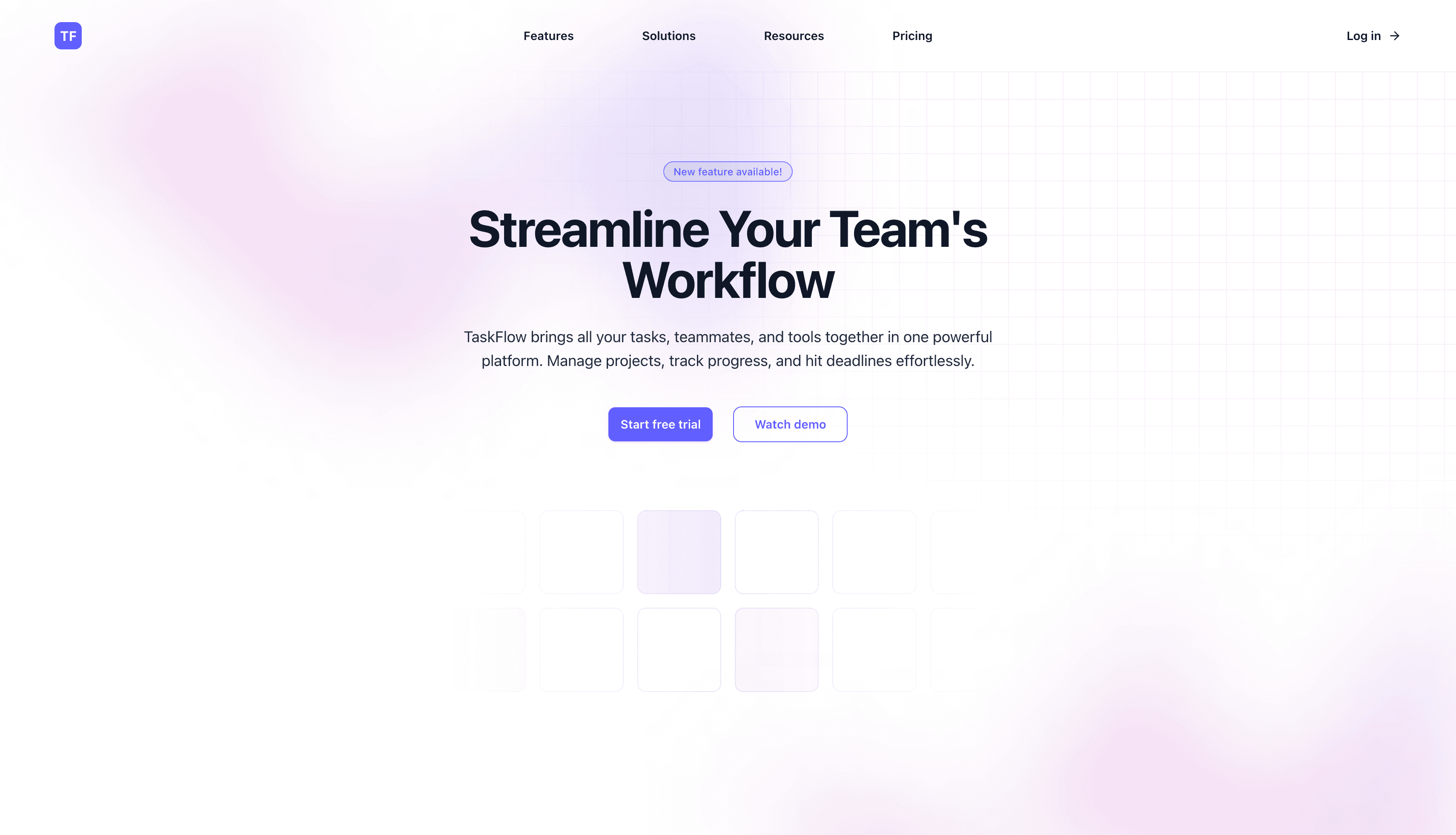 TaskFlow – Project Management Landing Page Template